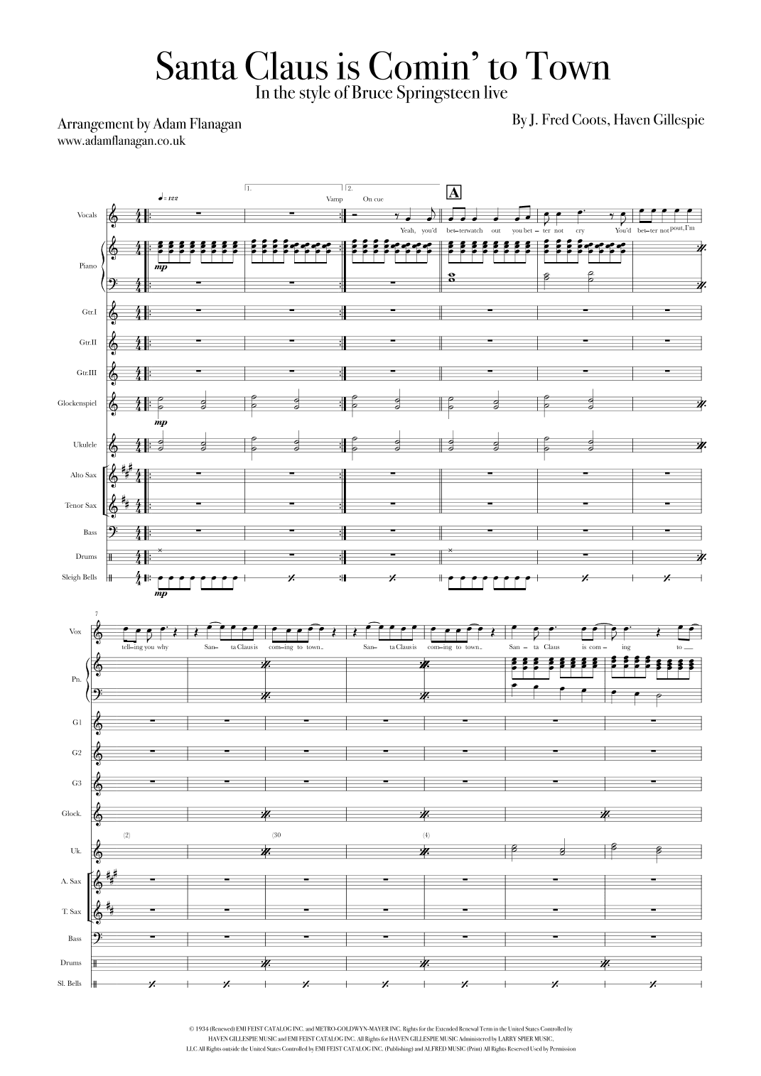 Santa Claus Is Comin' To Town (arr. Adam Flanagan)