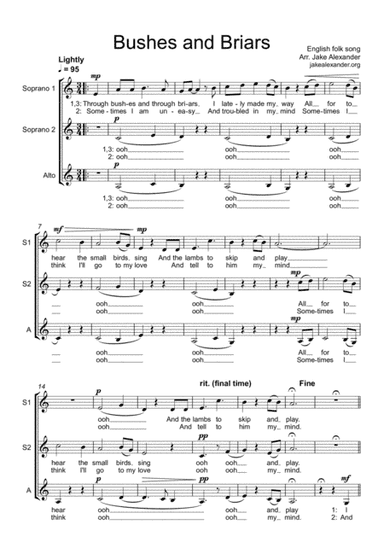 Bushes and Briars - SSA a cappella (arr. Jake Alexander)