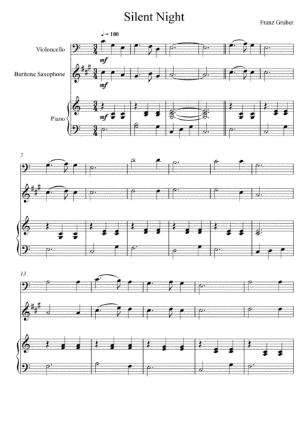 Franz Gruber - Silent Night (Violoncello and Baritone Saxophone Duet) (arr. André Laitano)