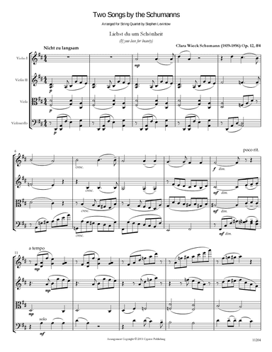 Two Songs by the Schumanns (arr. Stephen Levintow)