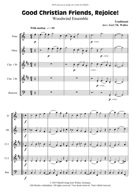 Good Christian Friends, Rejoice! (arr. Gert Th. Walter)