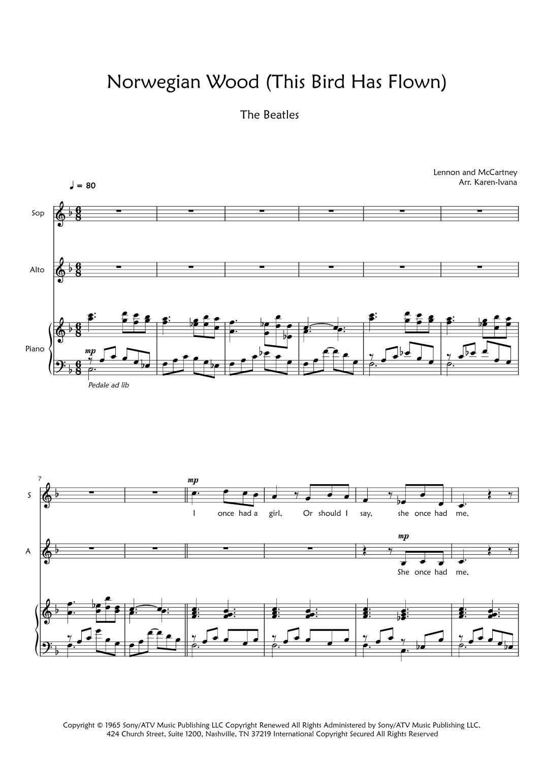 Norwegian Wood (this Bird Has Flown) (arr. Karen Ivana)