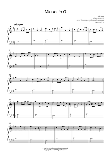 Minuet in G (arr. FelixS)