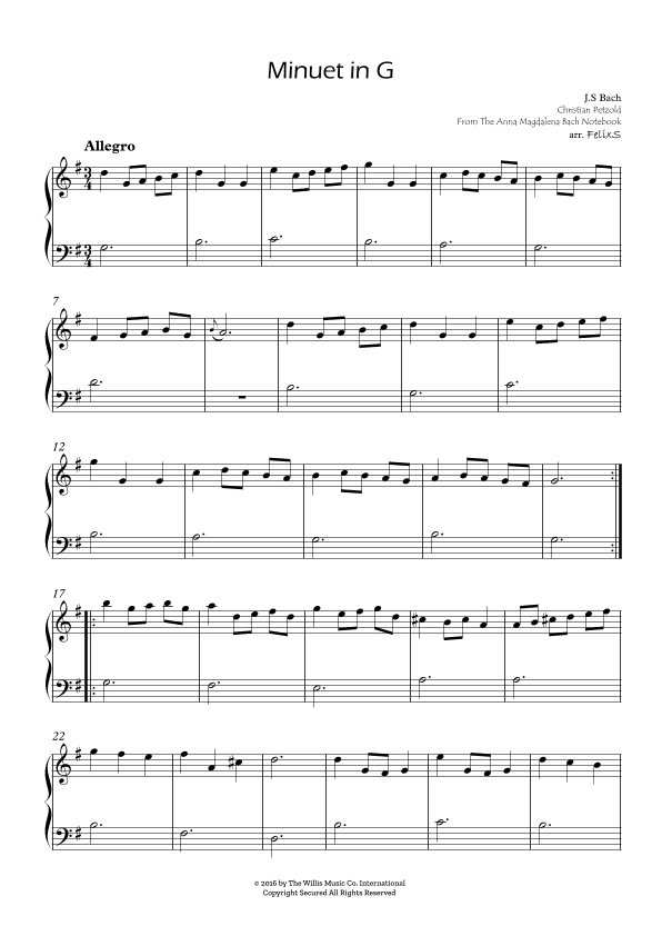 Minuet in G (arr. FelixS)