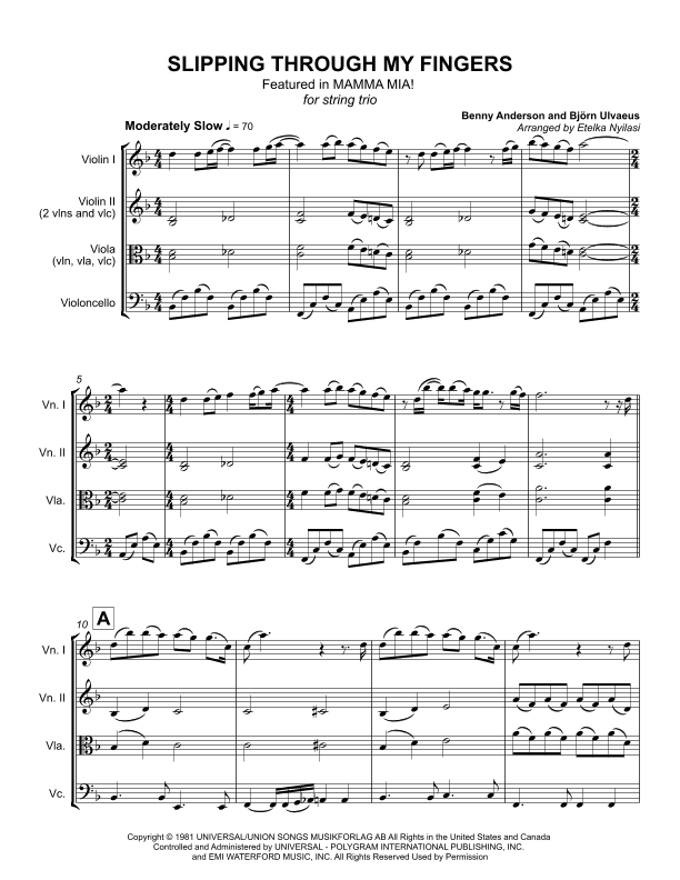 Slipping Through My Fingers (arr. Etelka Nyilasi)