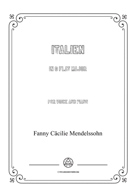 Fanny Hensel-Italien in G flat Major,for voice and piano (arr. MSM)