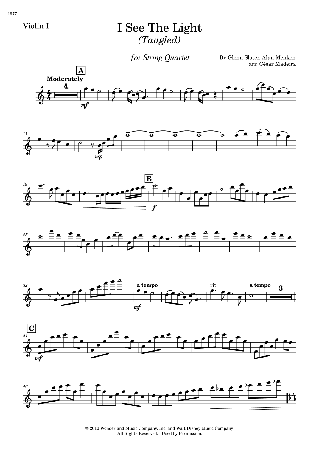 I See The Light (arr. César Madeira)