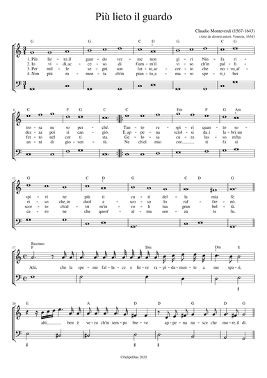 Più lieto il guardo (arr. Early Music Scores)
