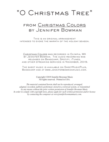 O Christmas Tree (solo piano) (arr. Jennifer Bowman)