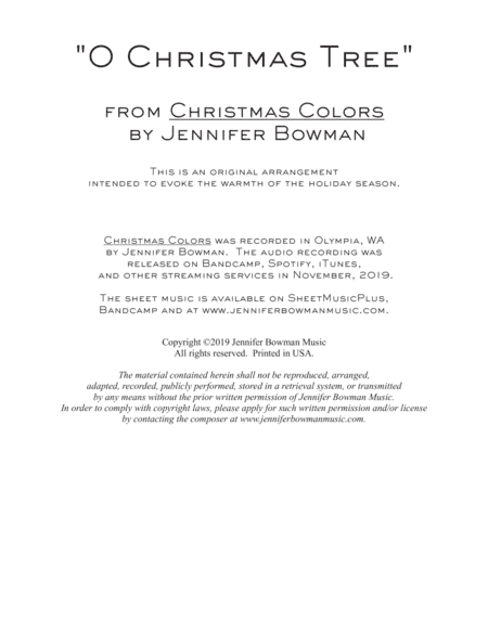 O Christmas Tree (solo piano) (arr. Jennifer Bowman)