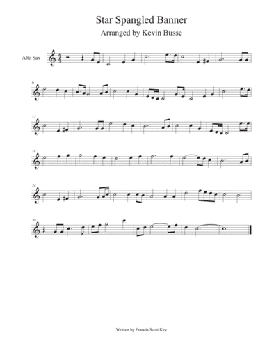 Star Spangled Banner - (Easy key of C) - Alto Sax (arr. Kevin Busse)