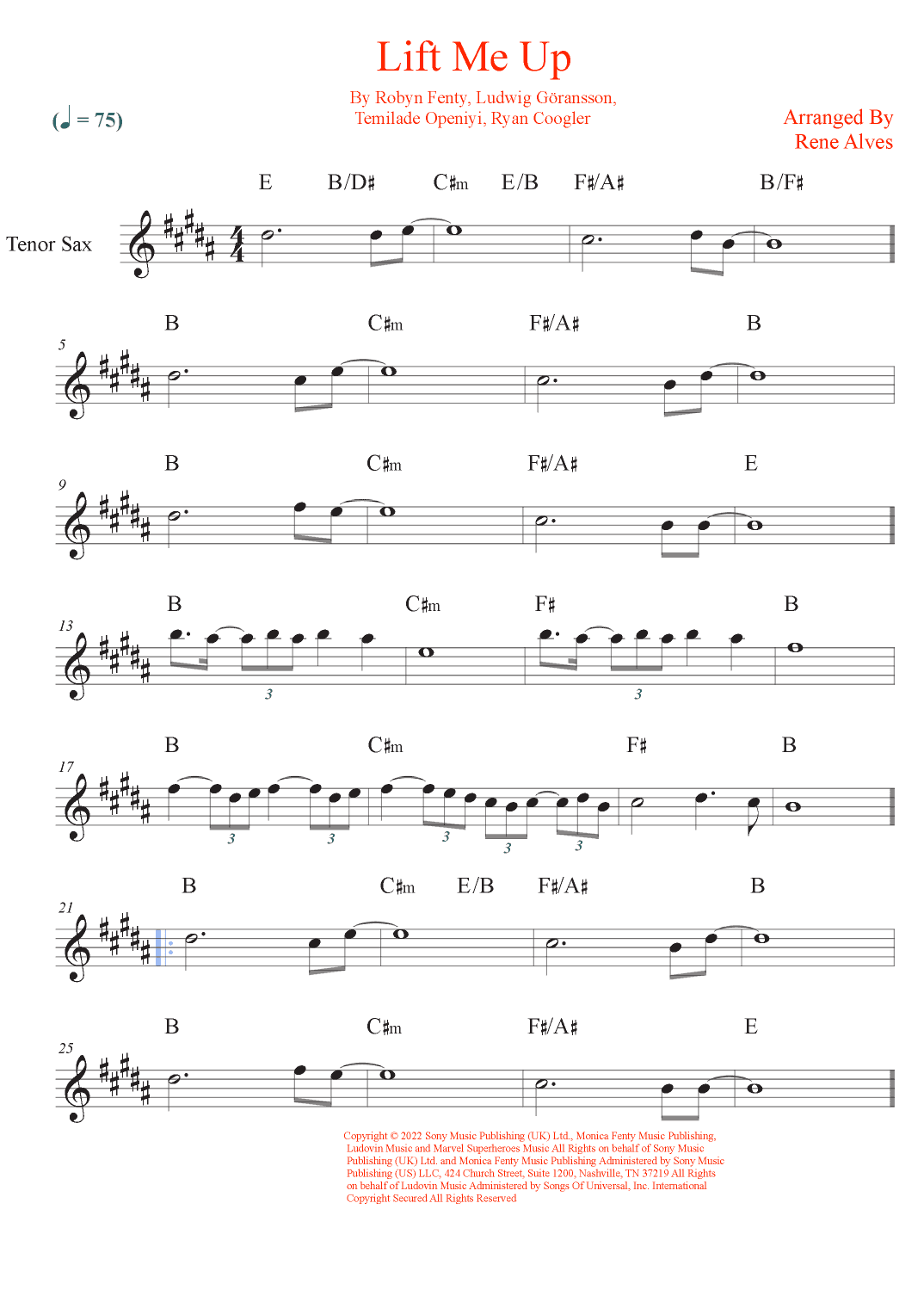 Lift Me Up (arr. Rene Alves)