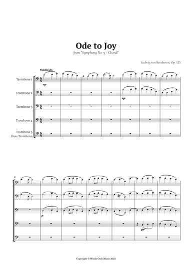 Ode to Joy by Beethoven for Trombone Quintet (arr. Ander)