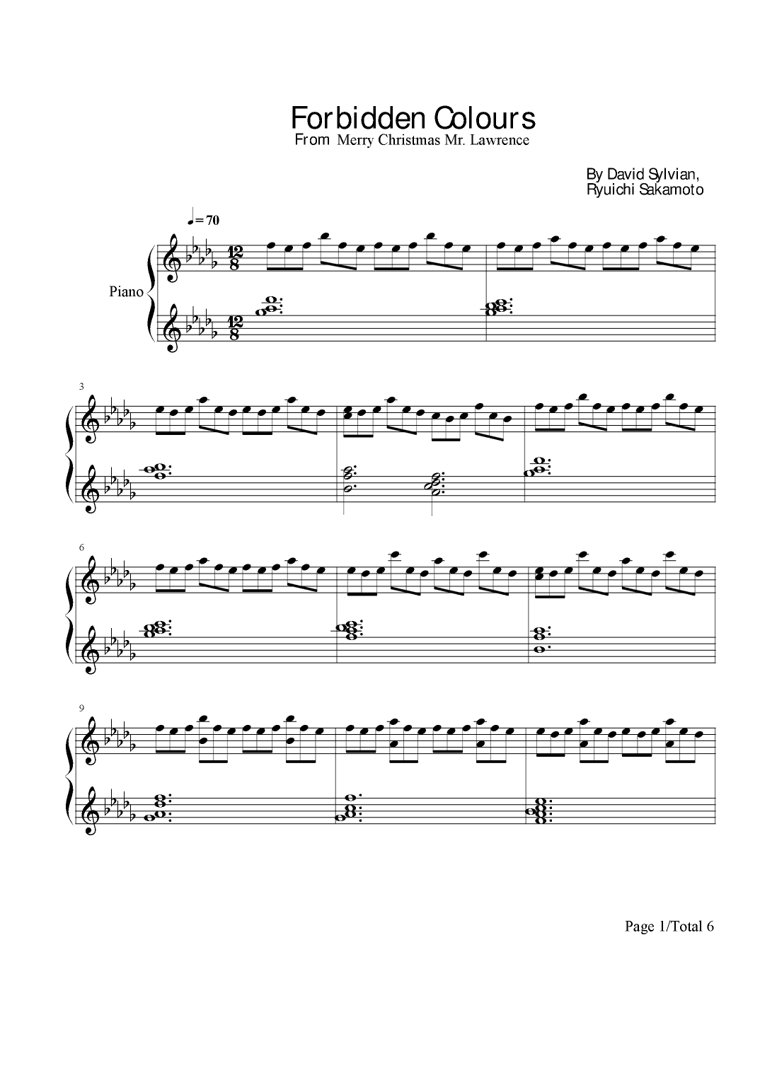 Forbidden Colours (arr. poon)
