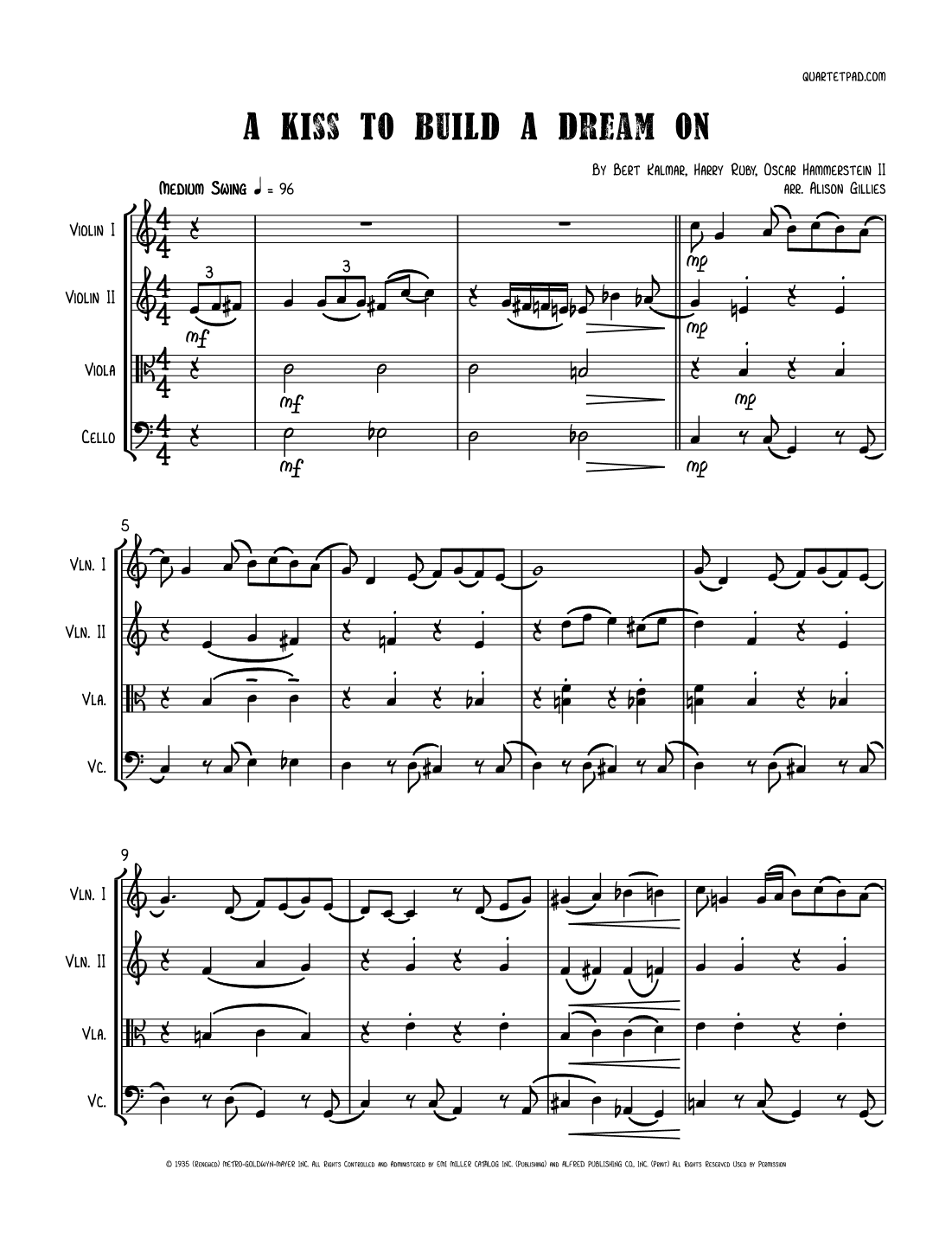 A Kiss To Build A Dream On (arr. Alison Gillies)