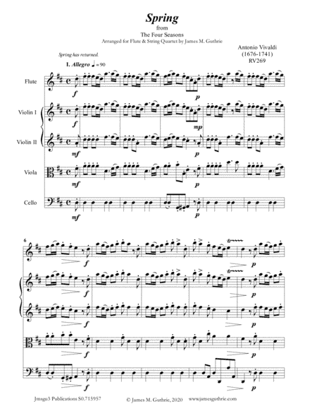 Vivaldi: The Four Seasons Complete for Flute & String Quartet (arr. James Guthrie, ASCAP)