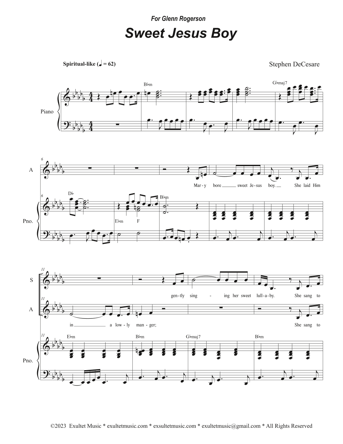 Sweet Jesus Boy (Duet for Soprano and Alto solo)