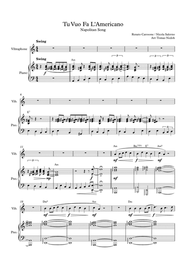 Tu Vuo Fa L'americano (arr. Tomaz Nedoh)