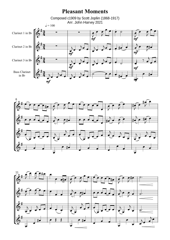 Pleasant Moments - Ragtime Waltz (arr. John Harvey)