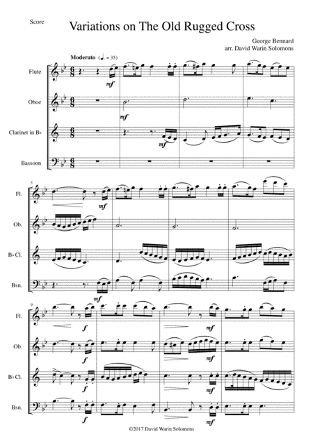 Variations on The Old Rugged Cross for Wind quartet (arr. David Warin Solomons)