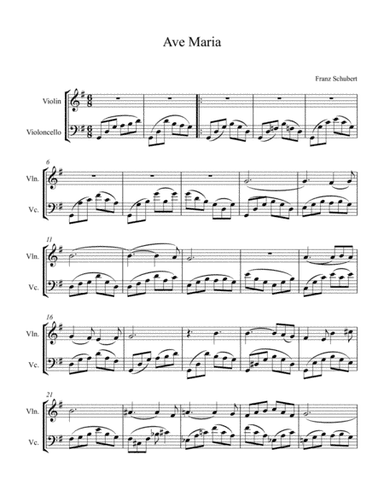 Ave Maria by Franz Schubert ( violin and cello ) (arr. mcbleke)