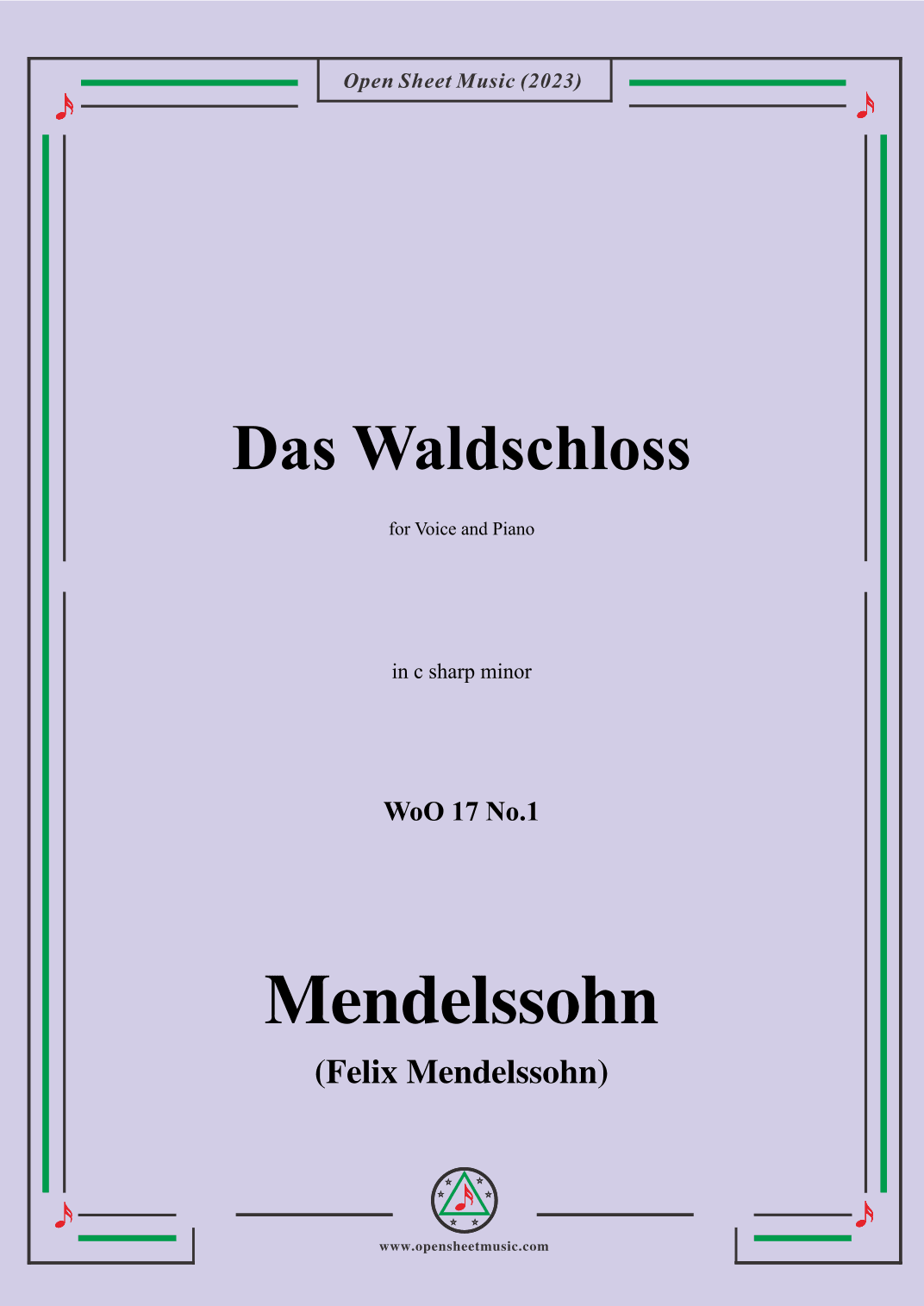 F. Mendelssohn-Das Waldschloss,WoO 17 No.1,in c sharp minor (arr. OSM Press)