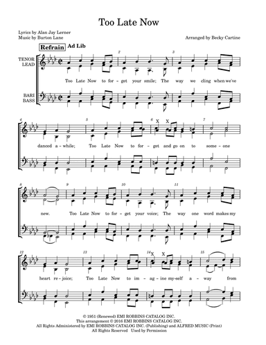 Too Late Now (arr. Becky Cartine)