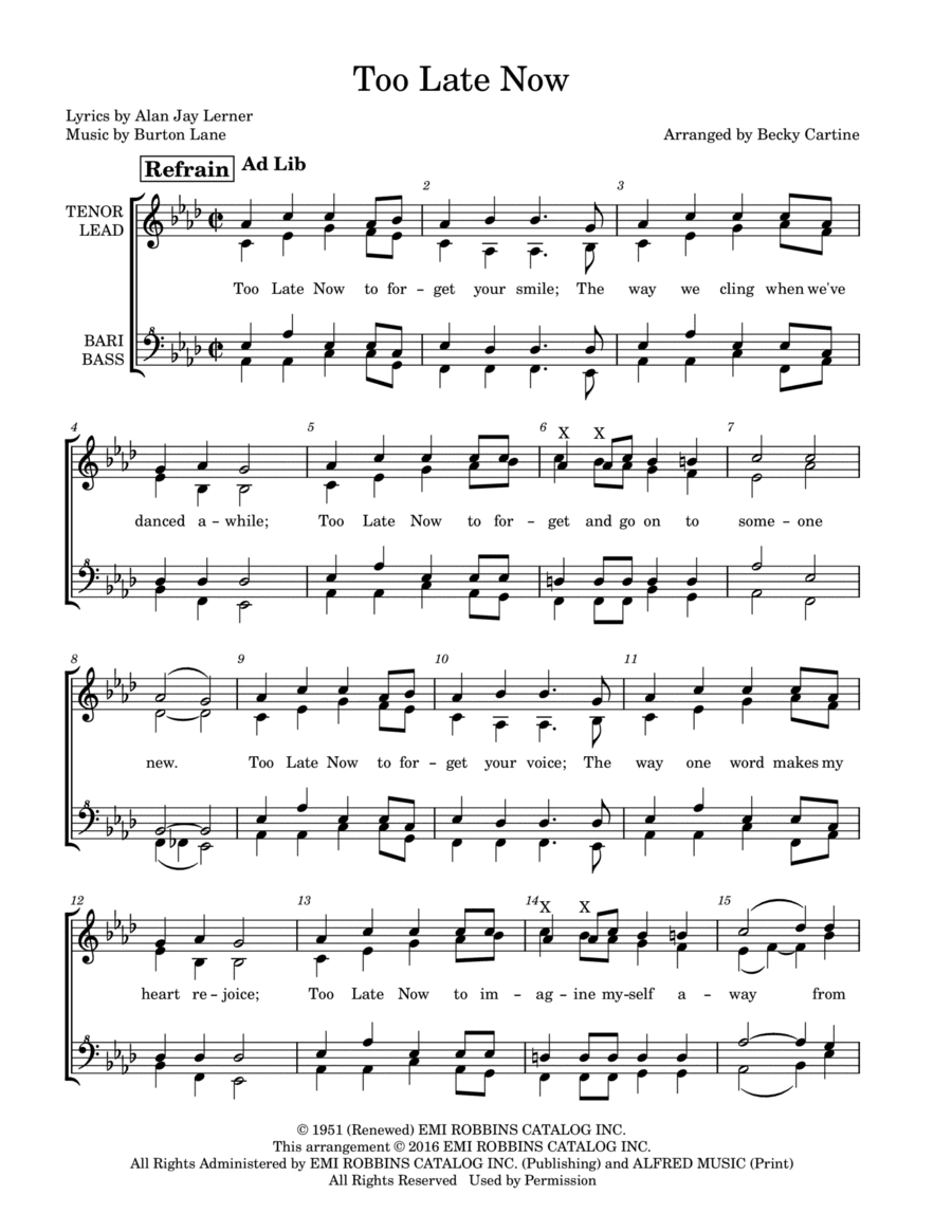Too Late Now (arr. Becky Cartine)