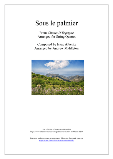 Sous le Palmier arranged for String Quartet (arr. Andrew Middleton)