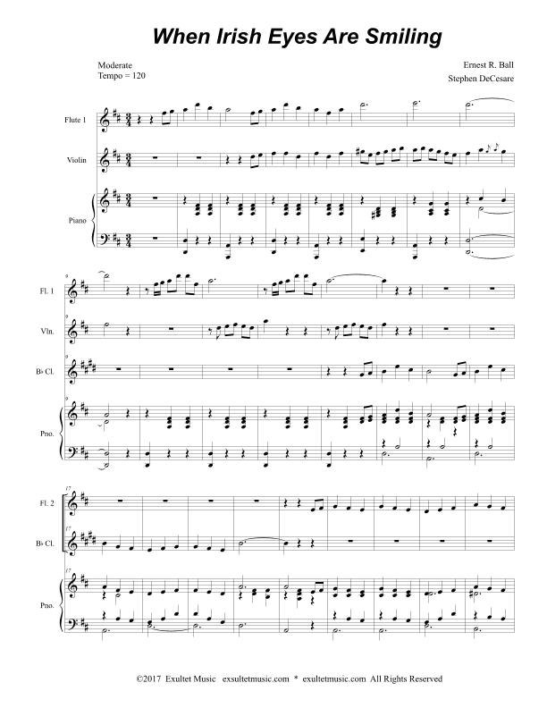 When Irish Eyes Are Smiling (Duet for Flute and Bb-Clarinet) (arr. Stephen DeCesare)