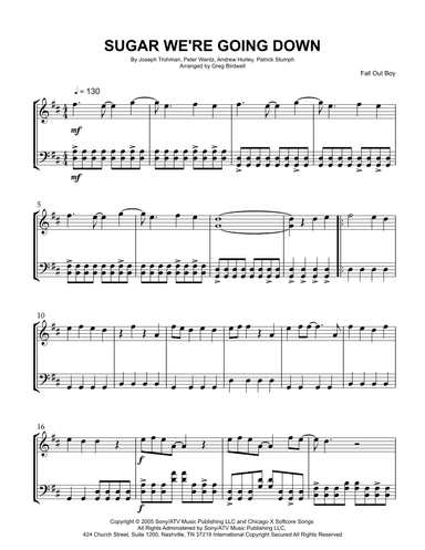 Sugar, We're Goin' Down (arr. Greg Birdwell)