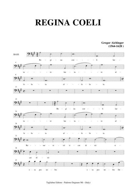 REGINA COELI LAETARE - G. Aichinger - Part for BASS
