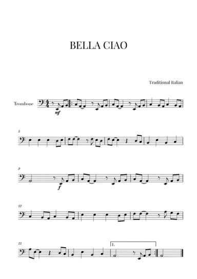 Bella Ciao (for Trombone) (arr. Cadenza Editions)