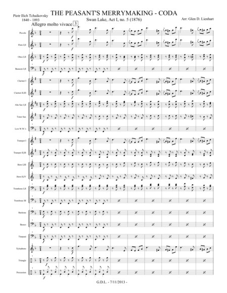 Swan Lake - The Peasant's Merrymaking (Band) - Extra Score (arr. Glen D. Lienhart)