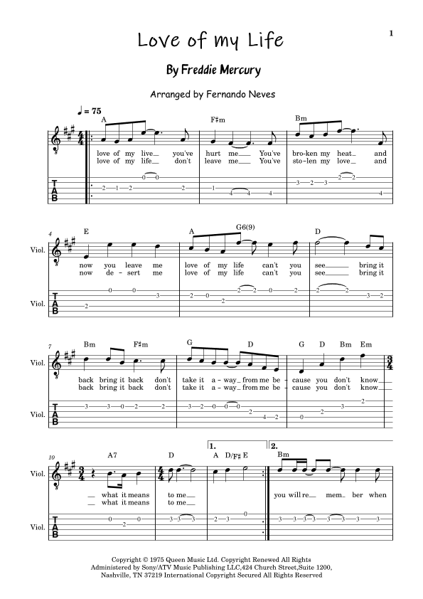 Love Of My Life (arr. Fernando Neves)