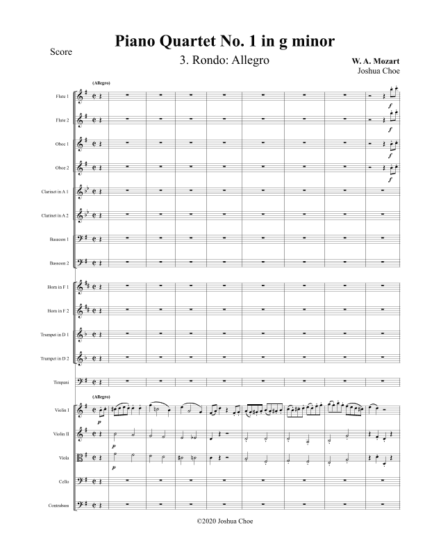 Piano Quartet No. 1 in g minor, Movement 3 (arr. Joshua Choe)