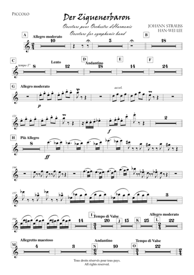 Overture from the opera Der Zigeunerbaron, arraged for Symphonic band (parts) (arr. Han-Wei Lee)