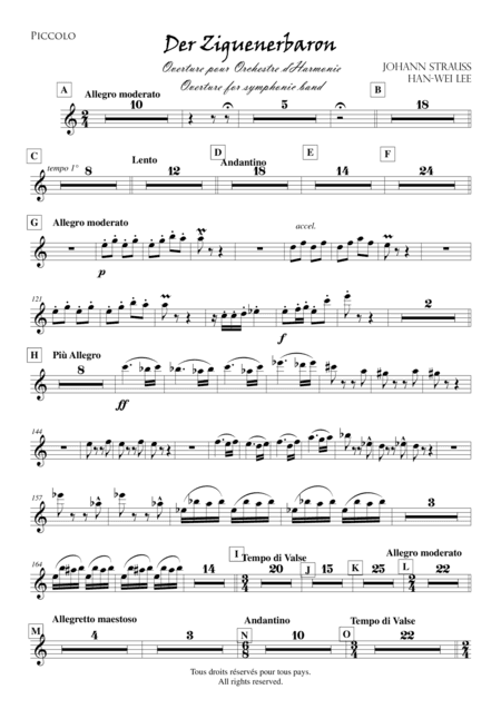 Overture from the opera Der Zigeunerbaron, arraged for Symphonic band (parts) (arr. Han-Wei Lee)