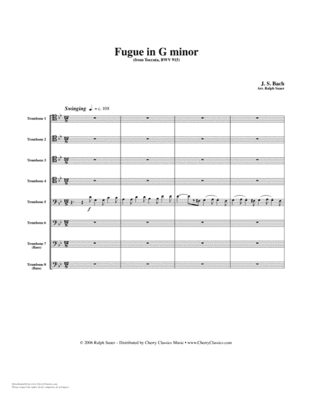 Fugue in G Minor for 8-part Trombone Ensemble (arr. Sauer, Ralph)