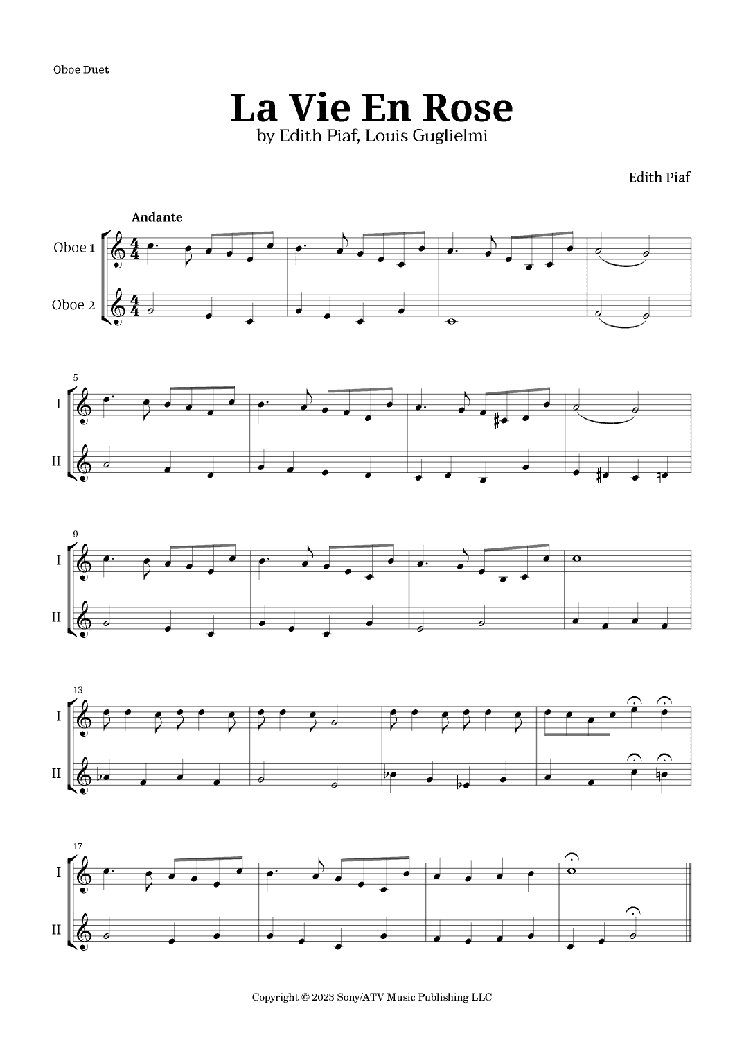 La Vie En Rose (arr. Langanho)