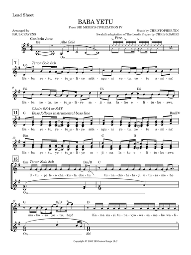 Baba Yetu (arr. Paul Cravens)