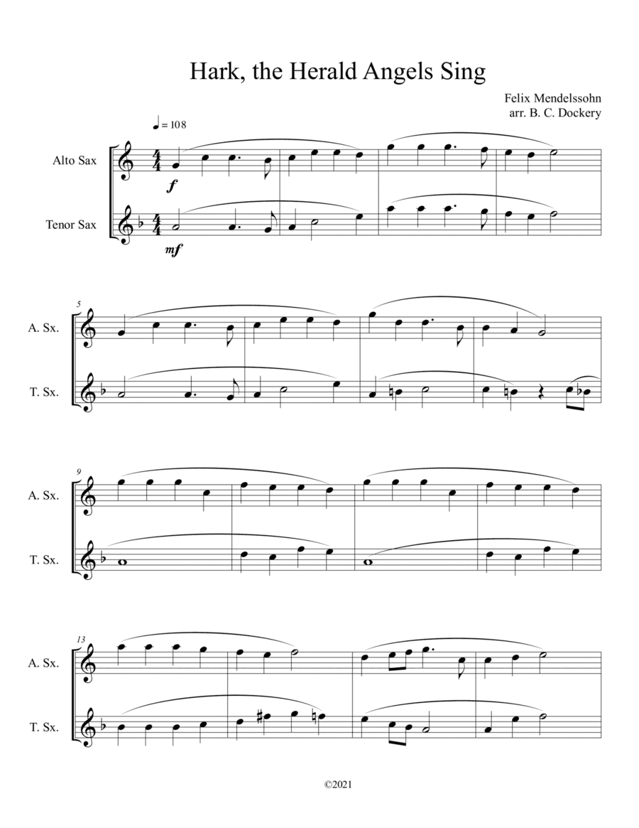 Hark, the Herald Angels Sing (Alto and Tenor Sax Duet) (arr. B. C. Dockery)