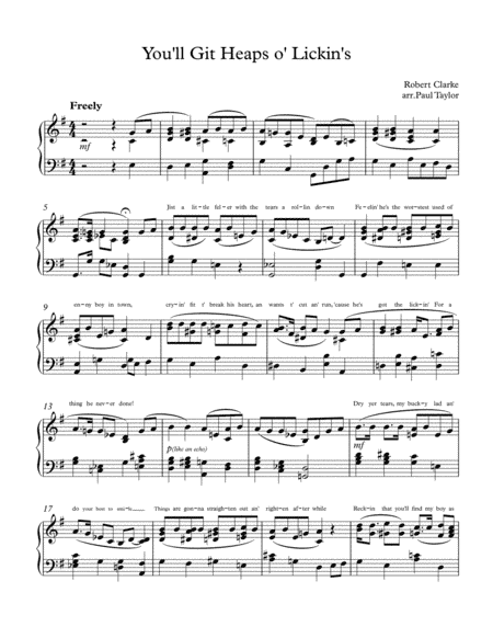 You'll Git Heaps O'Licken's (arr. Paul Taylor)