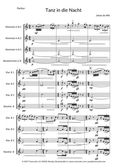 Tanz in die Nacht for Clarinet Quartet