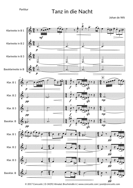 Tanz in die Nacht for Clarinet Quartet