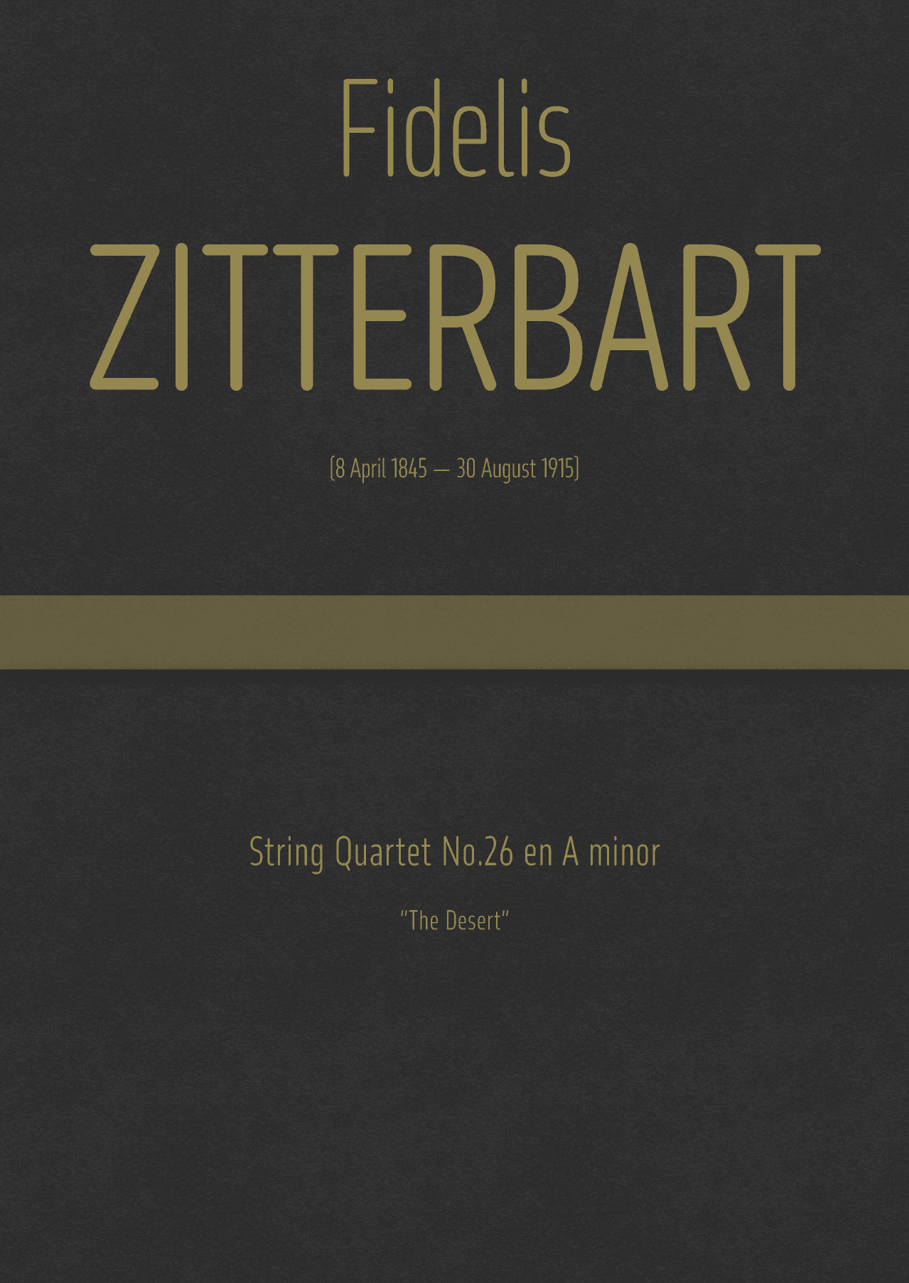 Zitterbart - String Quartet No.26 in A minor, "The Desert" (arr. J.G. Cucó Barber)