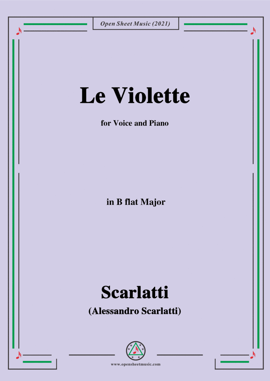 Scarlatti-Le Violette in B flat Major,from Pirro e Demetrio,for Voice&Piano (arr. MSM)