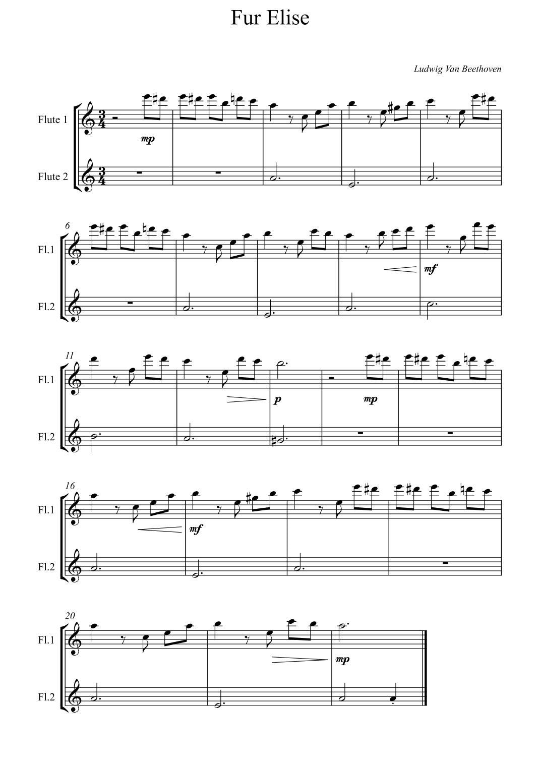 Fur Elise - Beethoven (arr. Wesley S. SIlva)