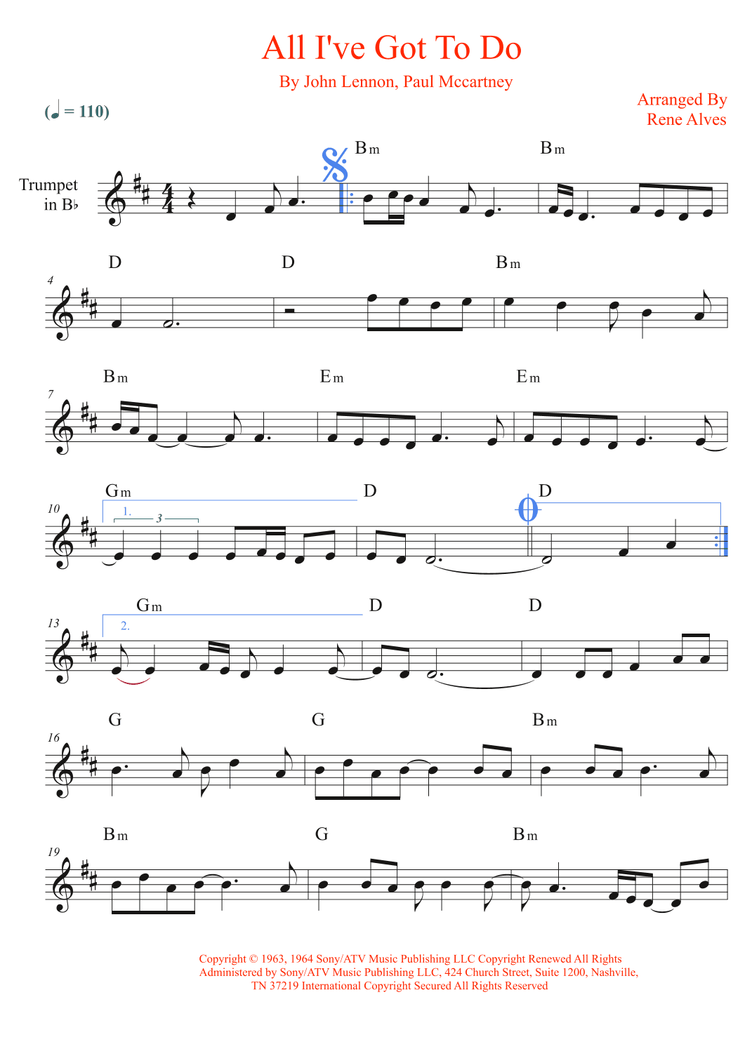 All I've Got To Do (arr. Rene Alves)