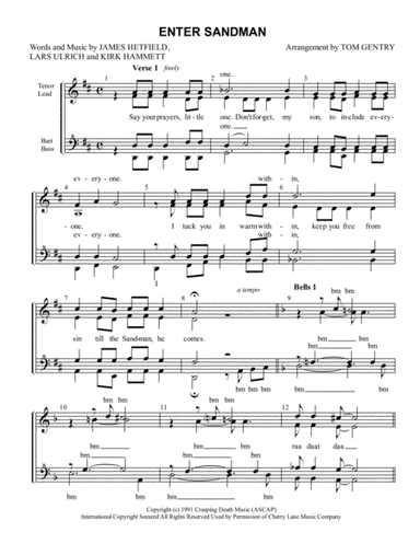 Enter Sandman (arr. Tom Gentry)